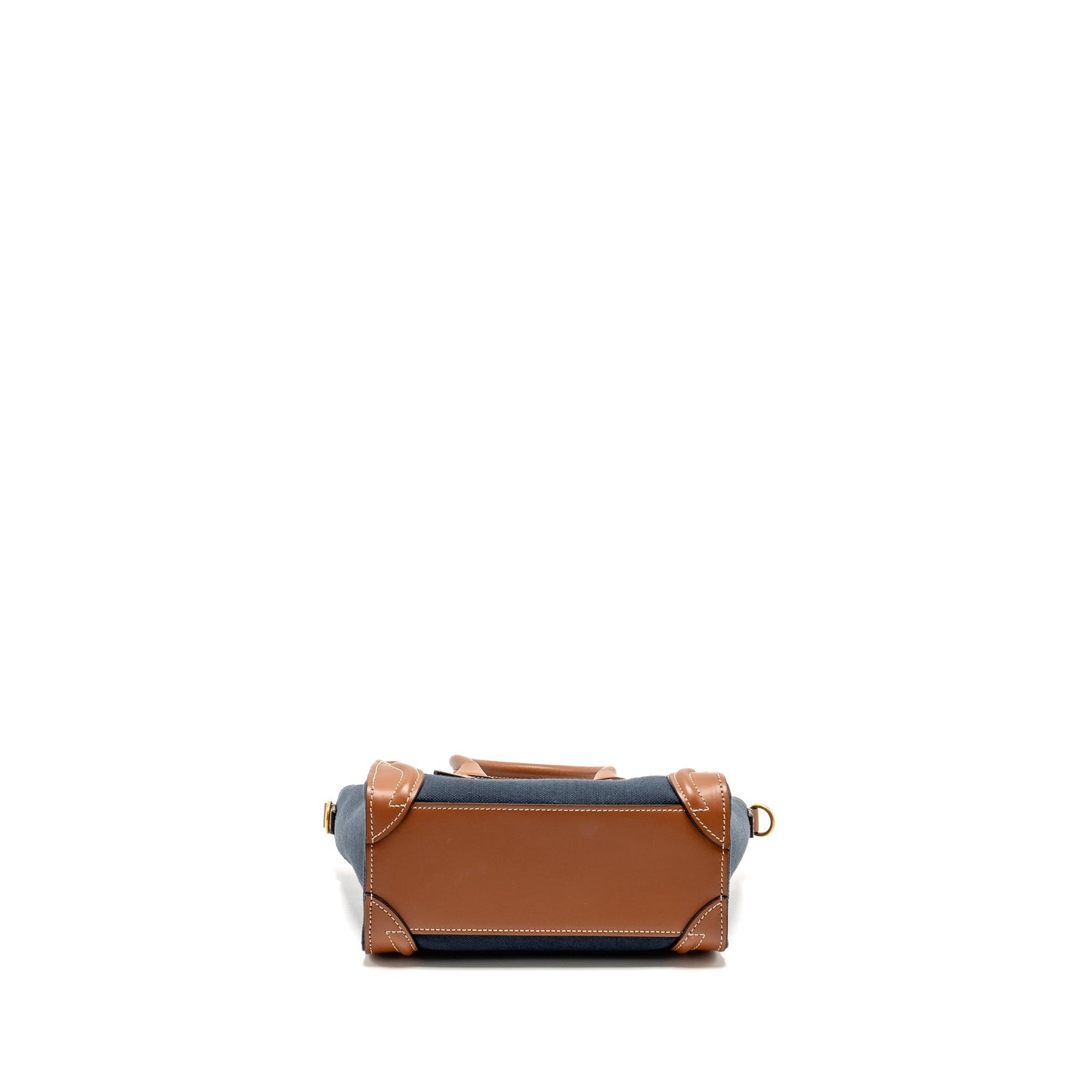 Celine Nano Luggage Purse Calfskin/Denim Tan/Navy