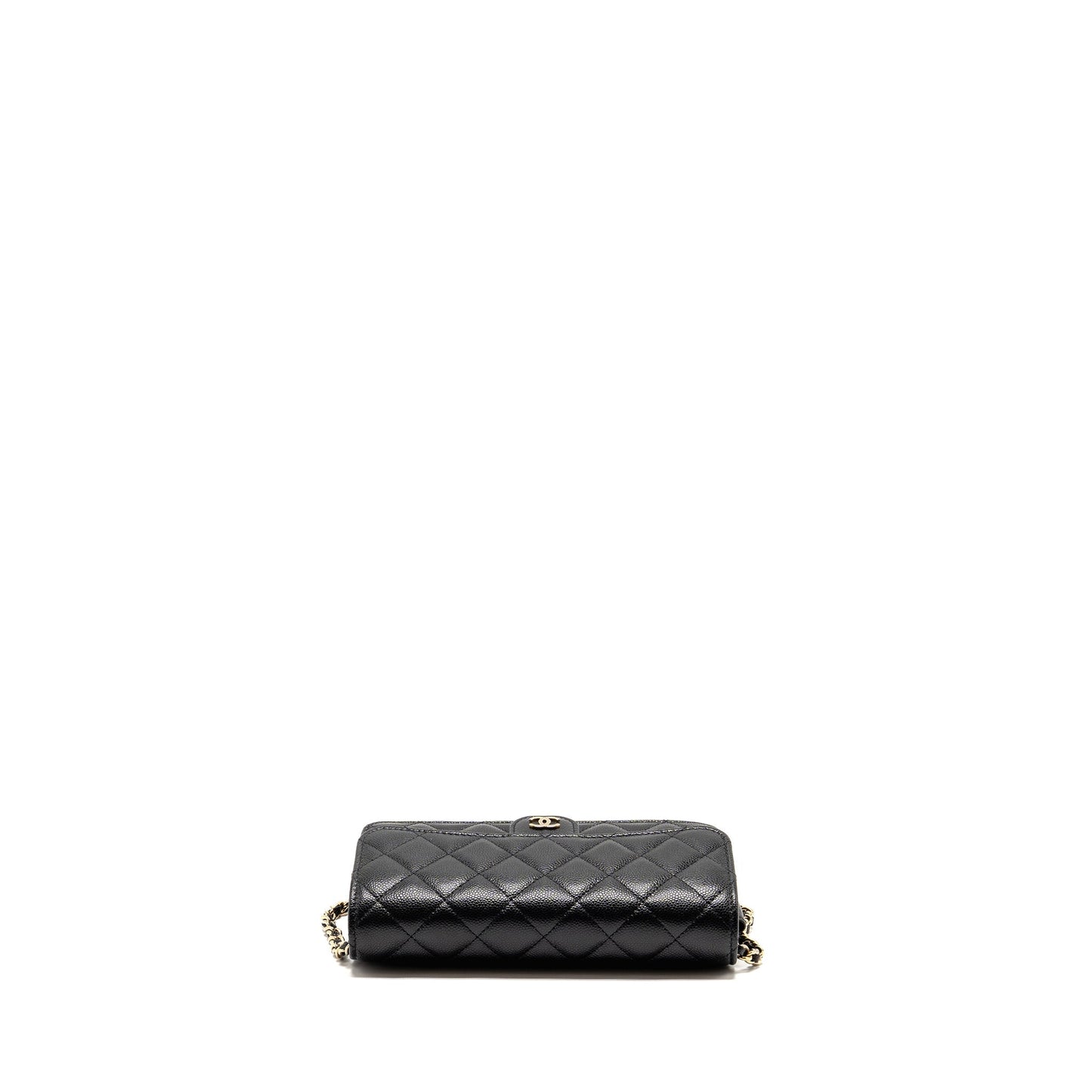 Chanel Quilted CC Clutch on Chain Caviar Black LGHW (Microchip)
