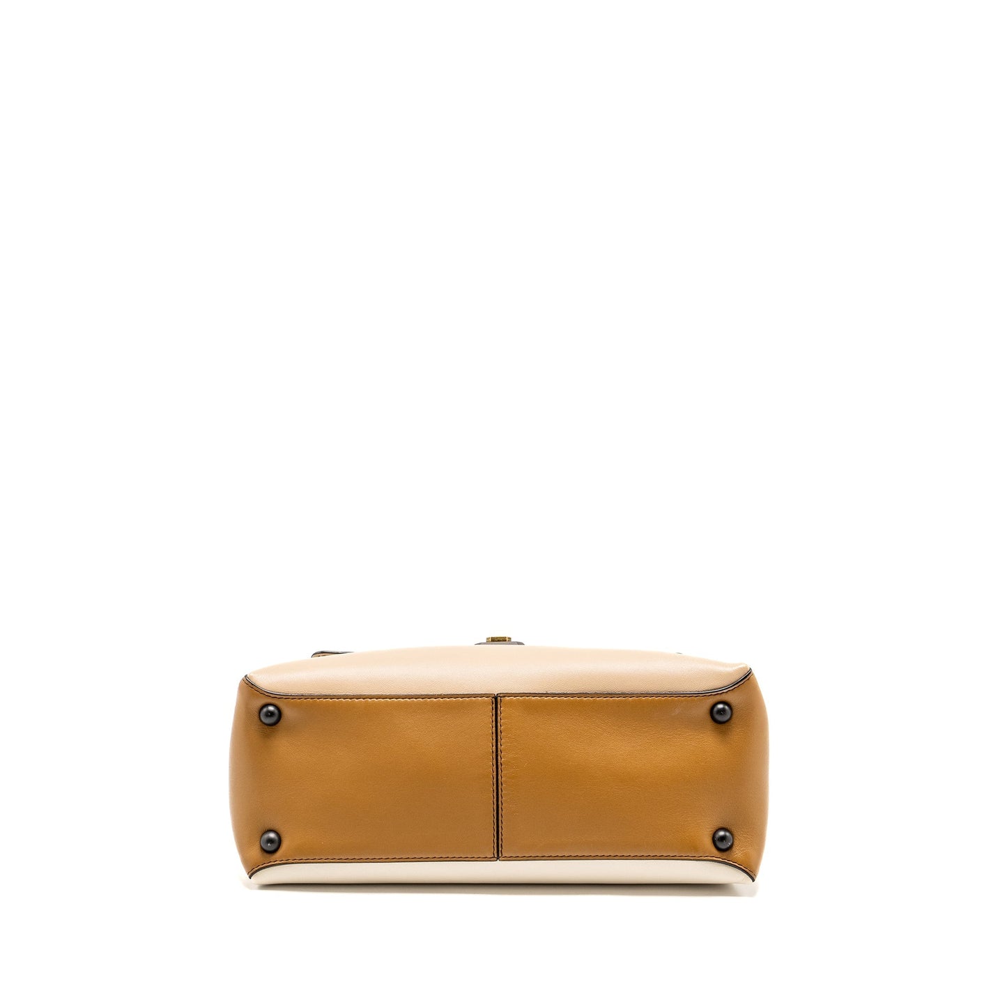 Bottega Veneta Top Handle Piazza Purse Nappa White/Beige/Light Brown Multicolour Hardware