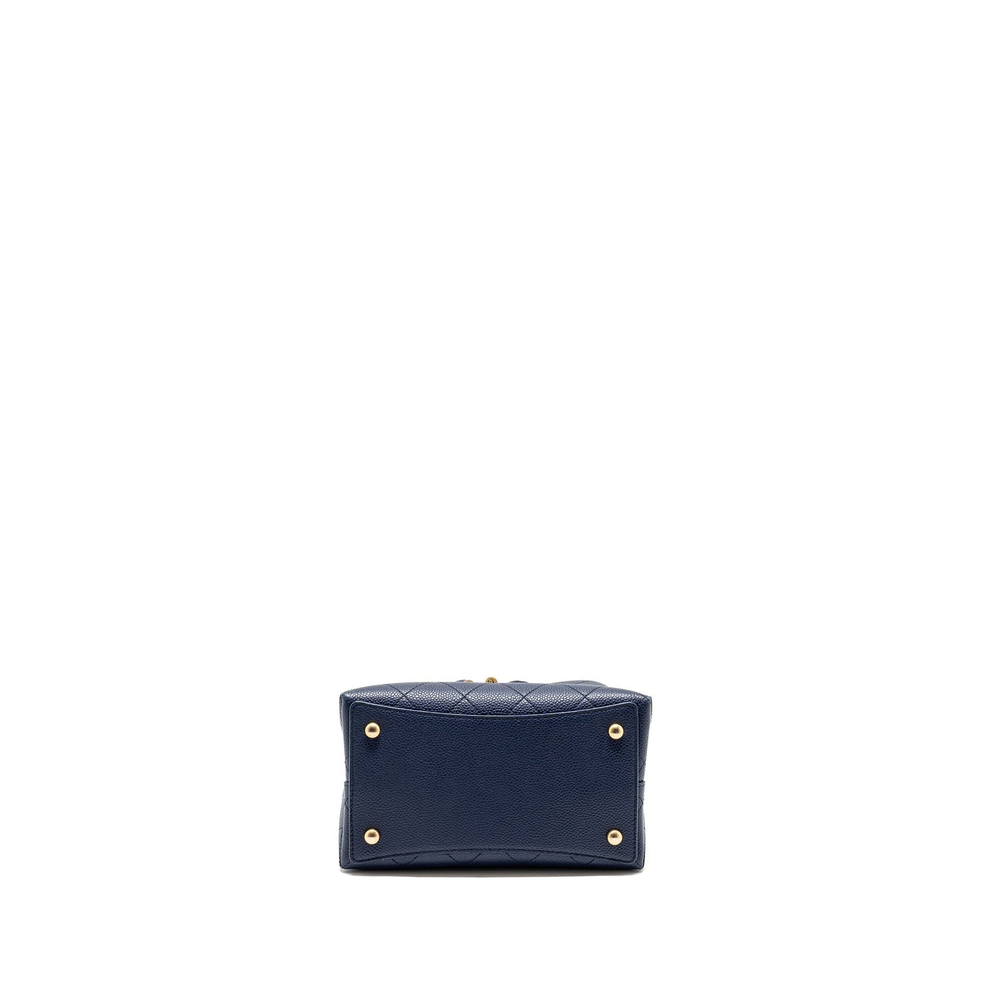 Chanel Top Handle Drawstring Bucket Bag Caviar Navy GHW