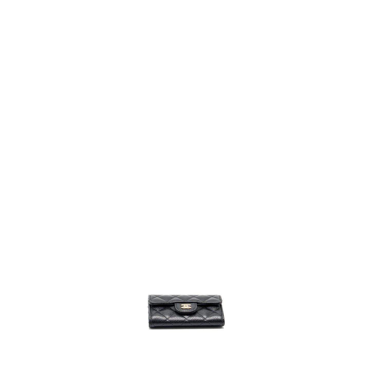 Chanel classic flap card holder caviar black GHW (microchip)