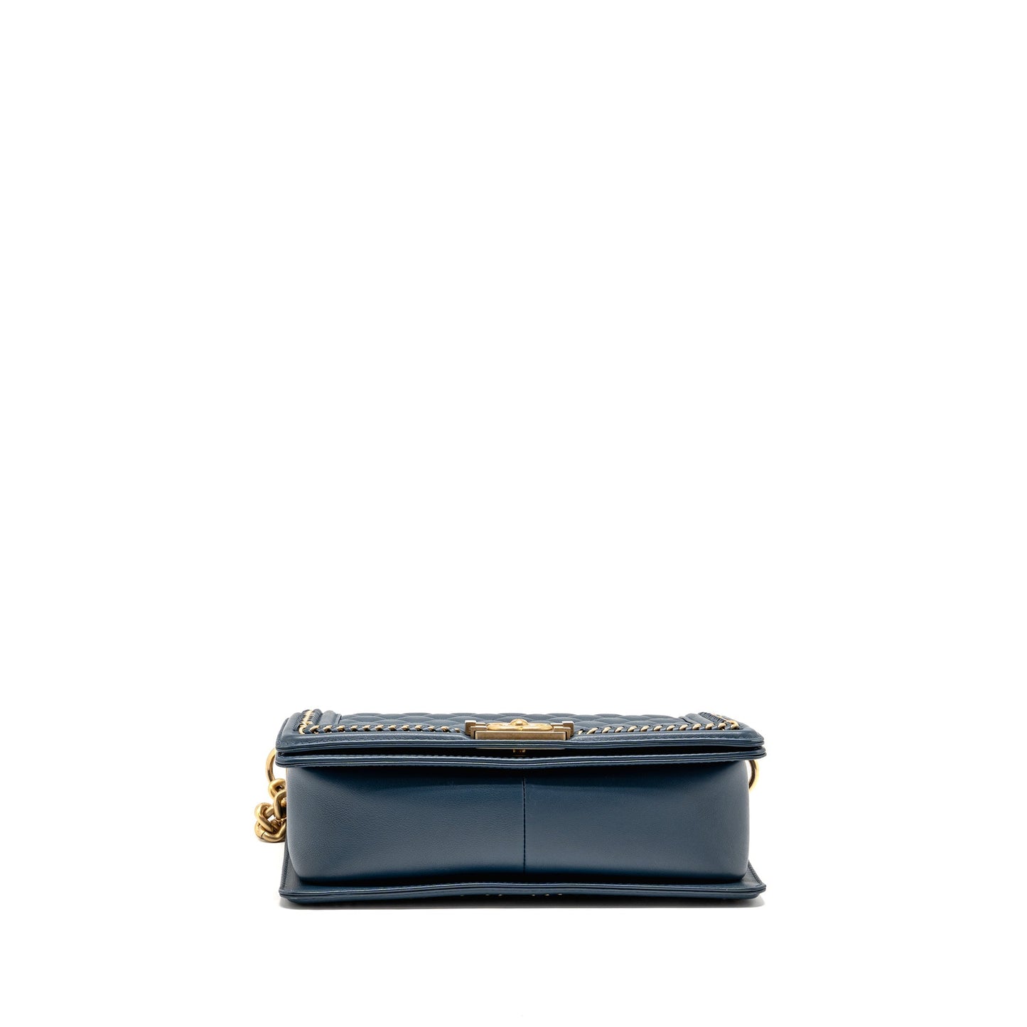 Chanel Top Handle Boy Bag Calfskin Blue GHW
