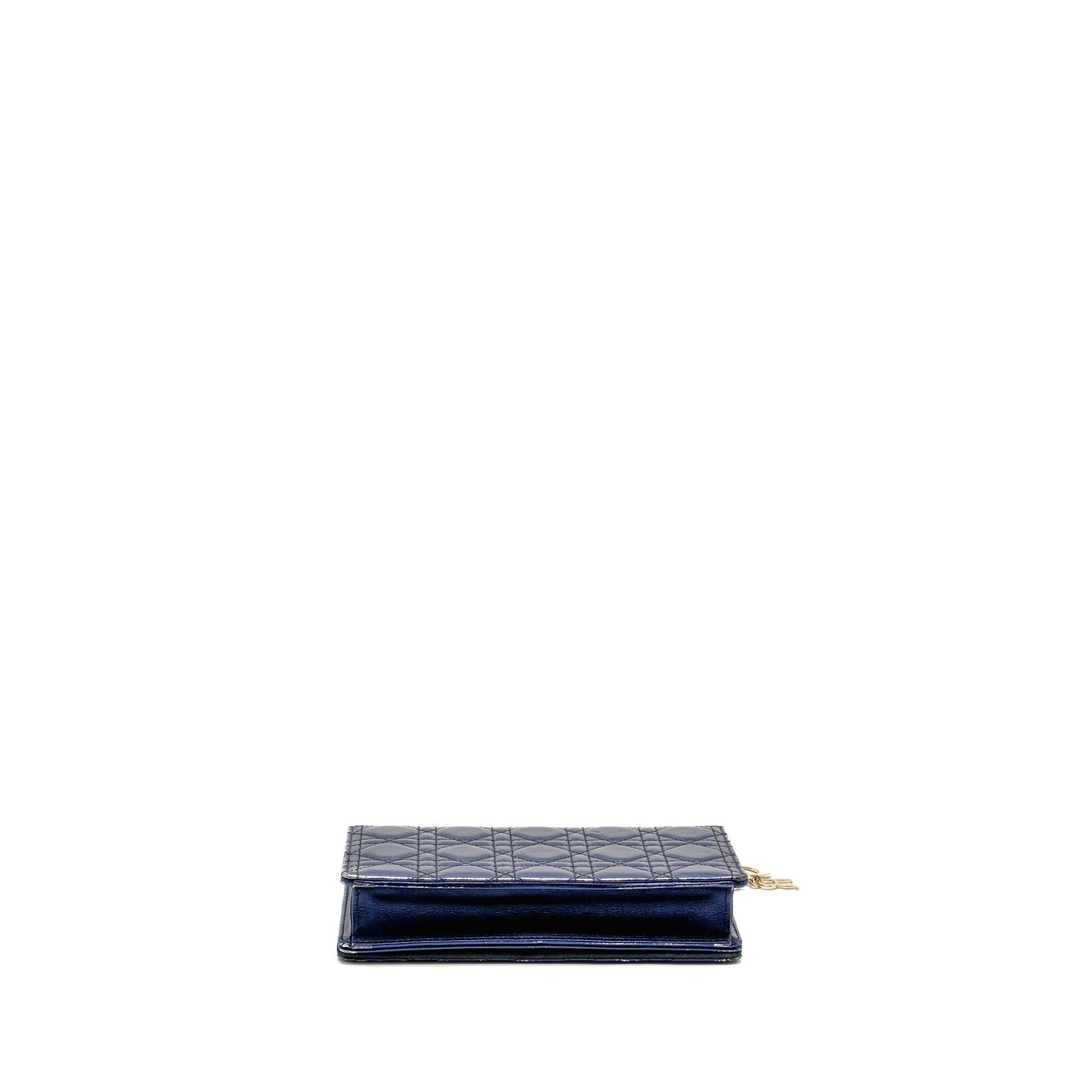 Dior Lady Dior Pouch Cannage Wallet On Chain Lambskin Blue