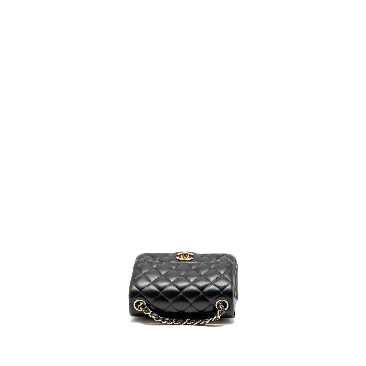 Chanel Mini Square Flap Bag Lambskin Black LGHW (Microchip)