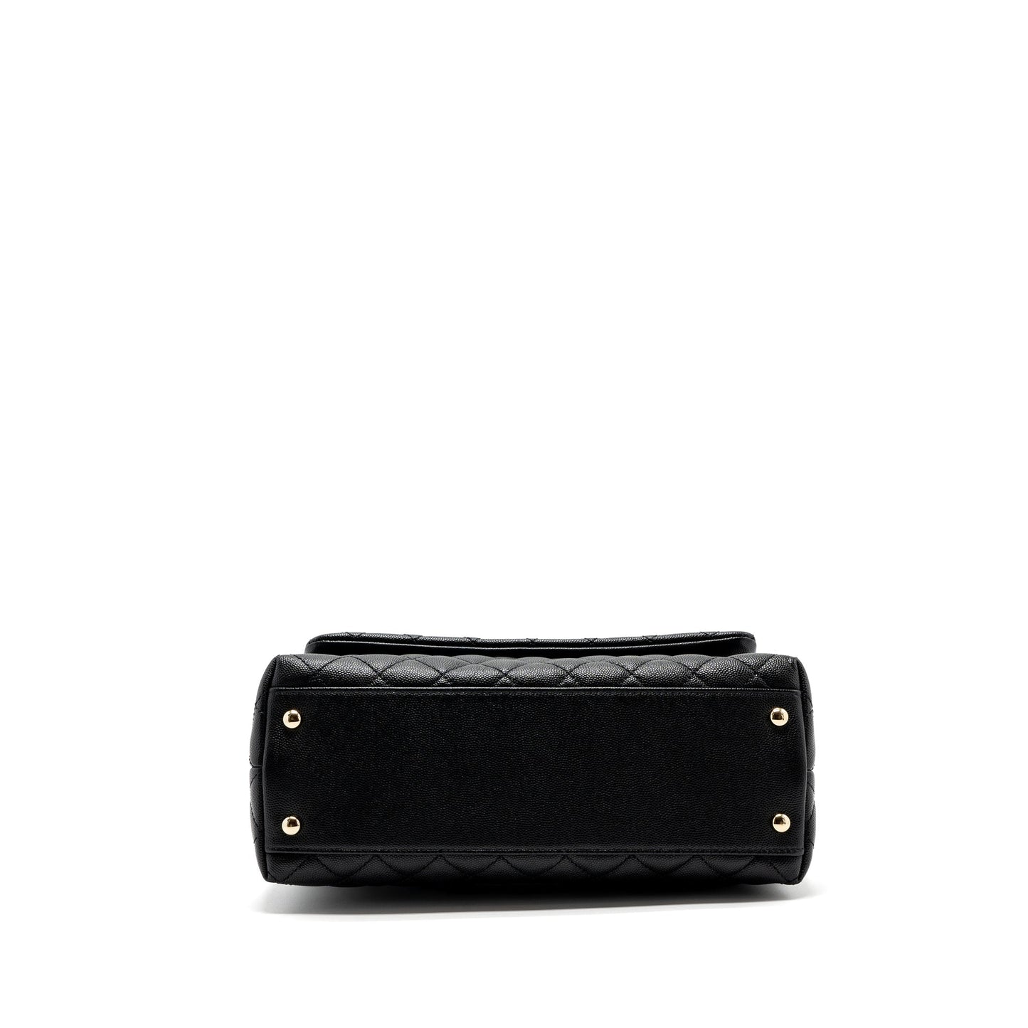 Chanel Medium Coco Handle Flap Bag Lizard Embossed Handle Caviar Black LGHW