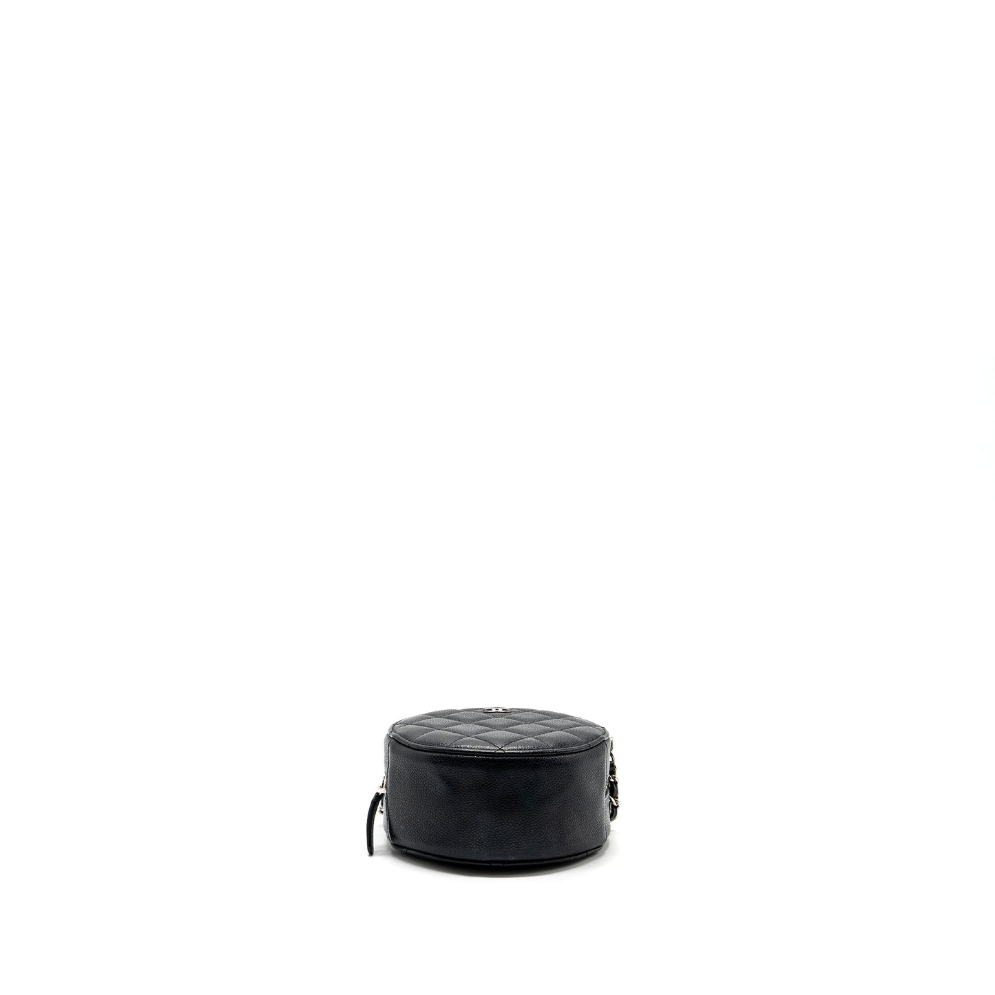Chanel round sip clutch with chain caviar black SHW