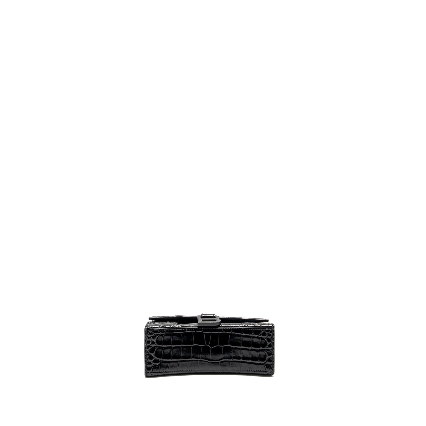 Balenciaga Hourglass Crocodile-Embossed Calfskin So Black