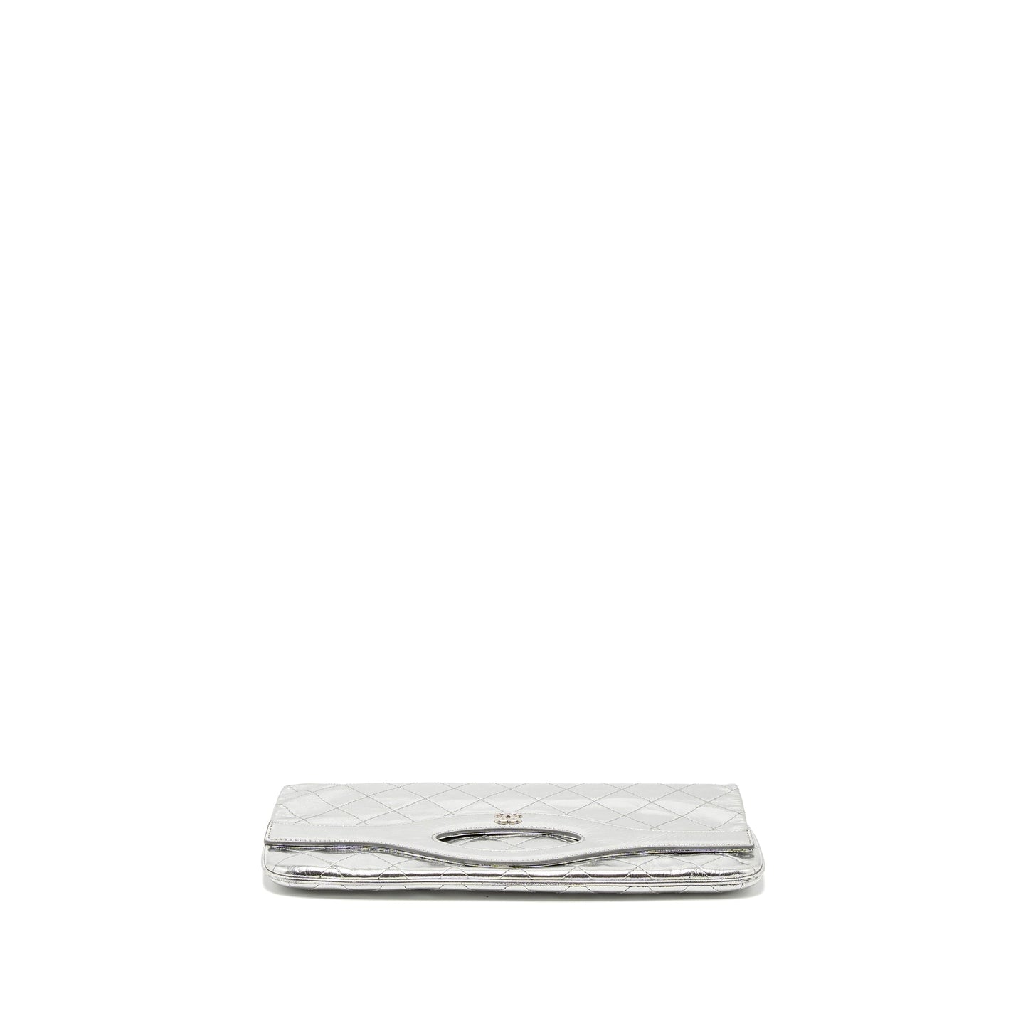 Chanel 31 Clutch Bag Goatskin Metallic Silver SHW