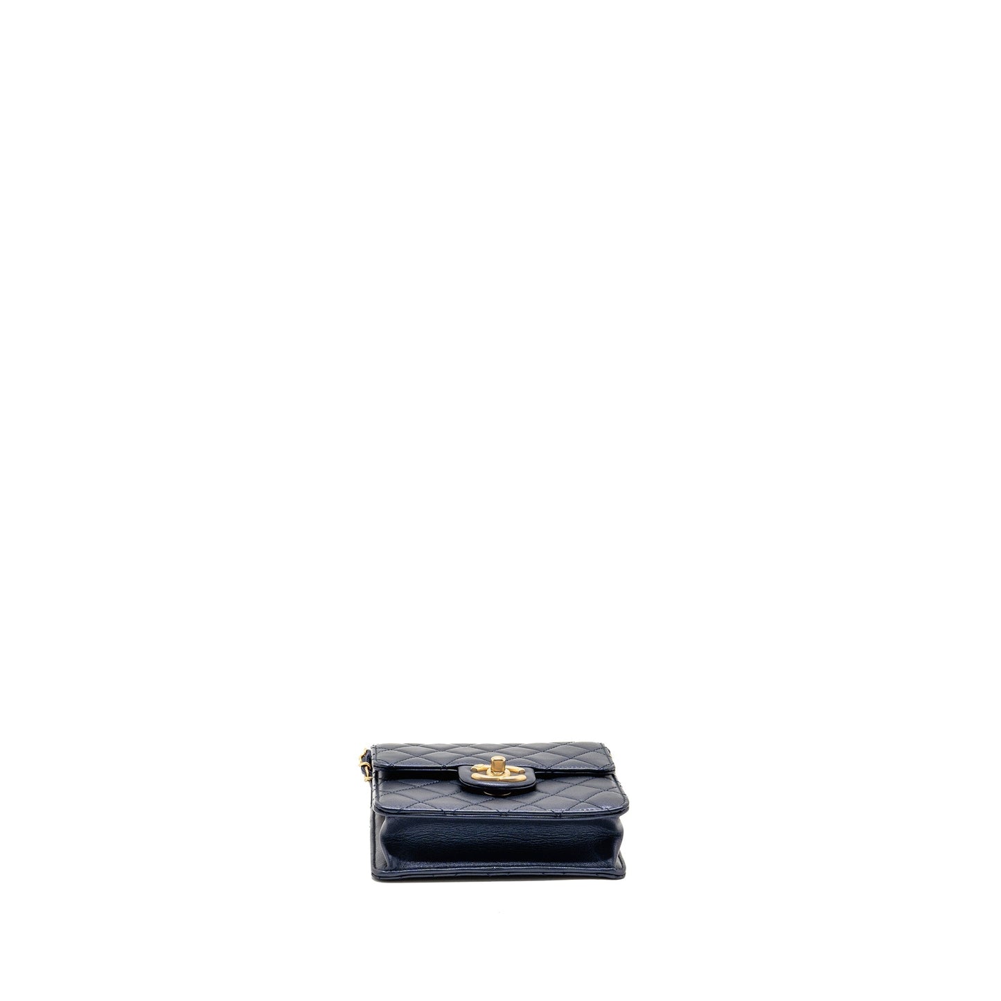 Chanel pearl decorated quilted flap bag lambskin navy GHW