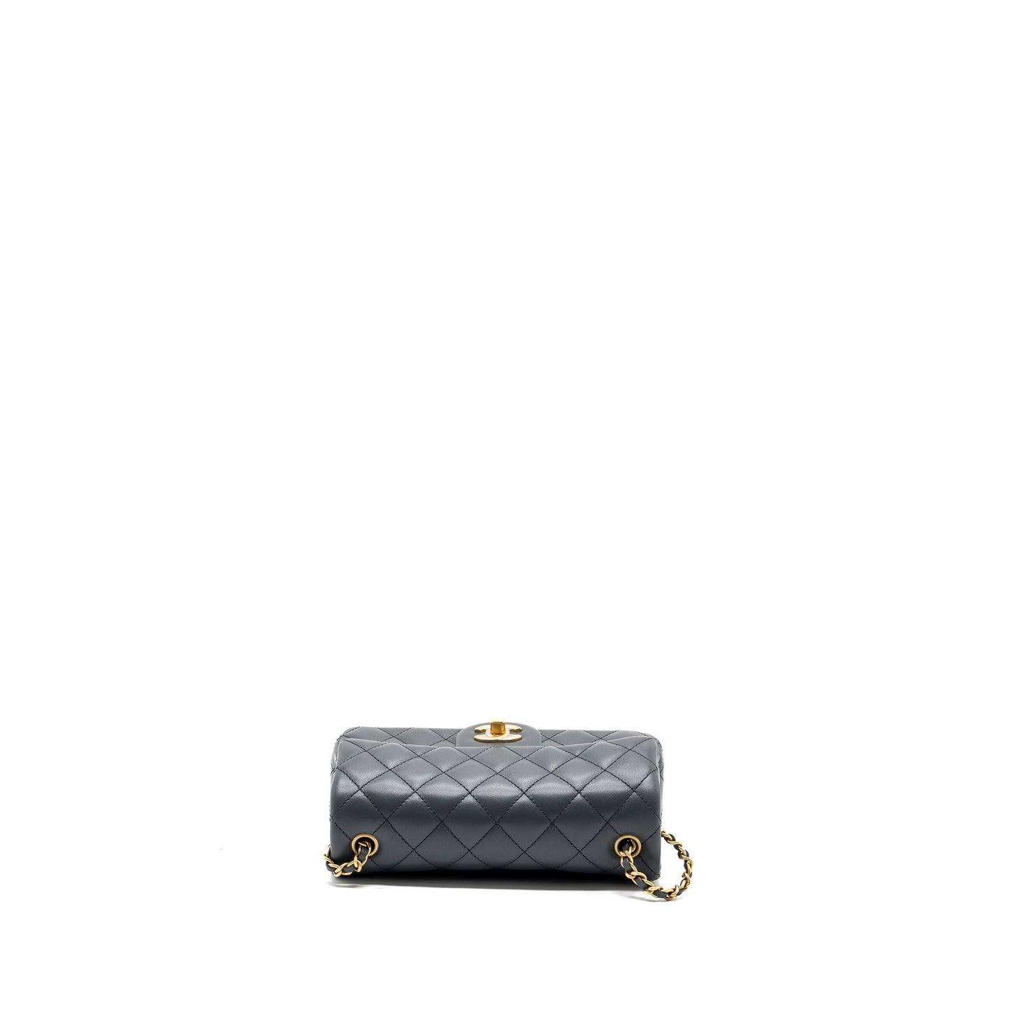 Chanel pearl crush mini rectangular flap bag Lambskin dark grey GHW (microchip)