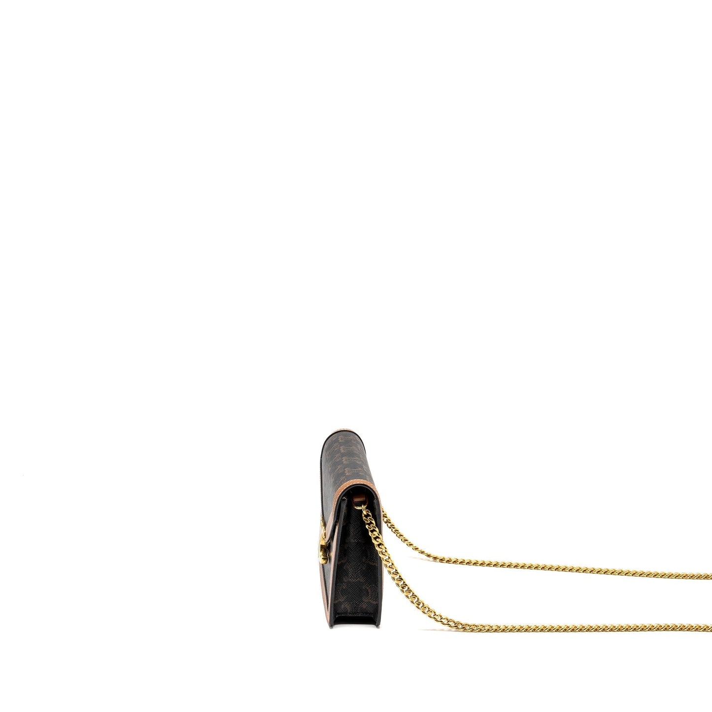 Luxury CELINE Wallet on Chain Margo Triomphe Canvas/Calfskin Tan