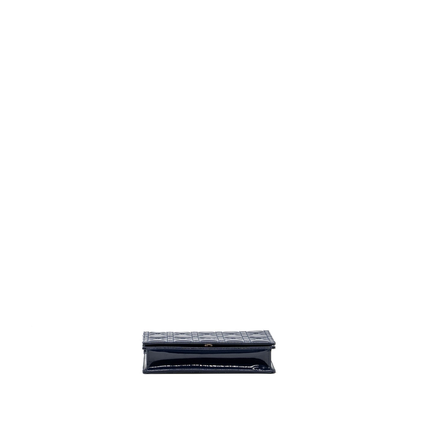 Dior Lady Dior Pouch with Chain patent dark blue