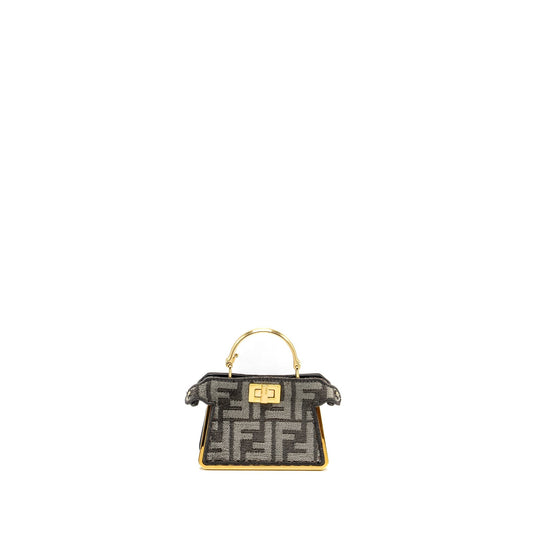 Fendi Nano Peekaboo Purse Fabric Dark Grey