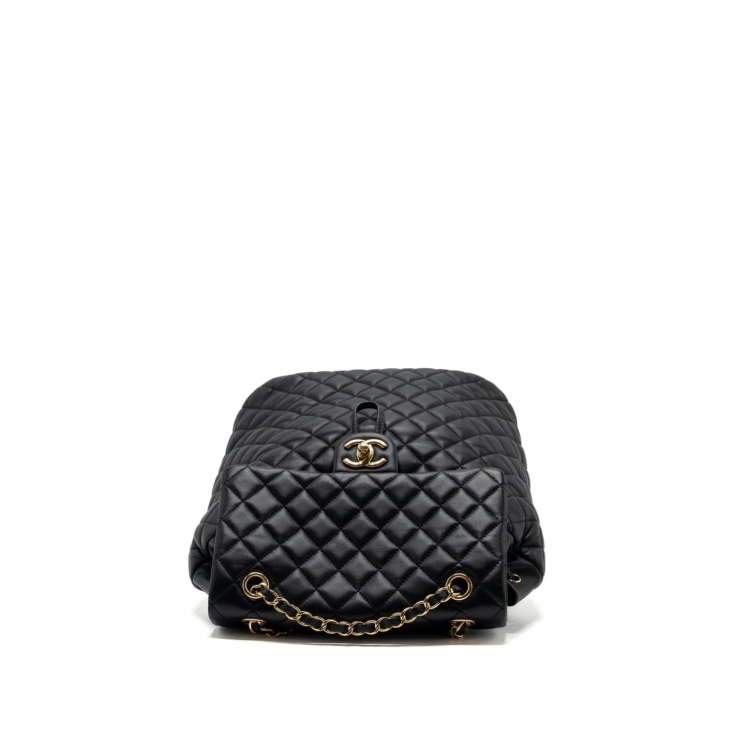 Chanel quilted flap backpack lambskin black GHW
