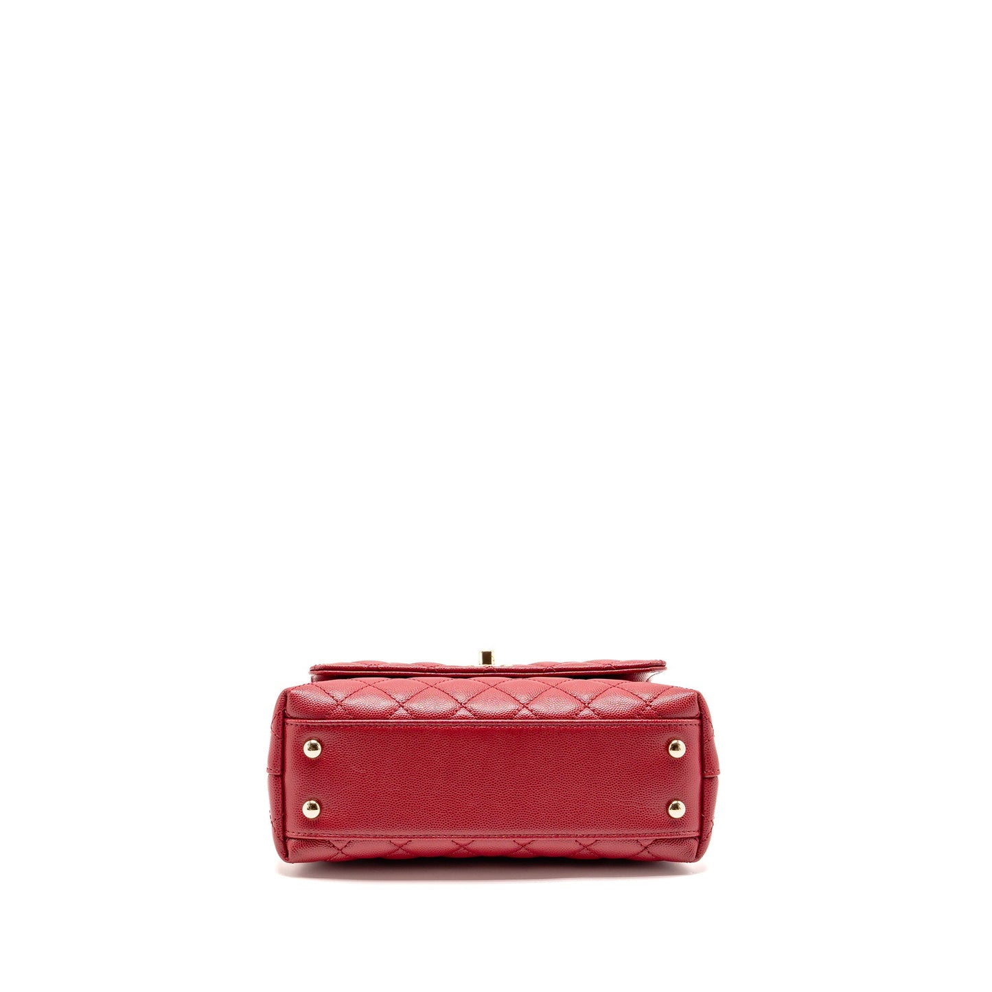 Chanel Small Coco handle caviar red LGHW (microchip)