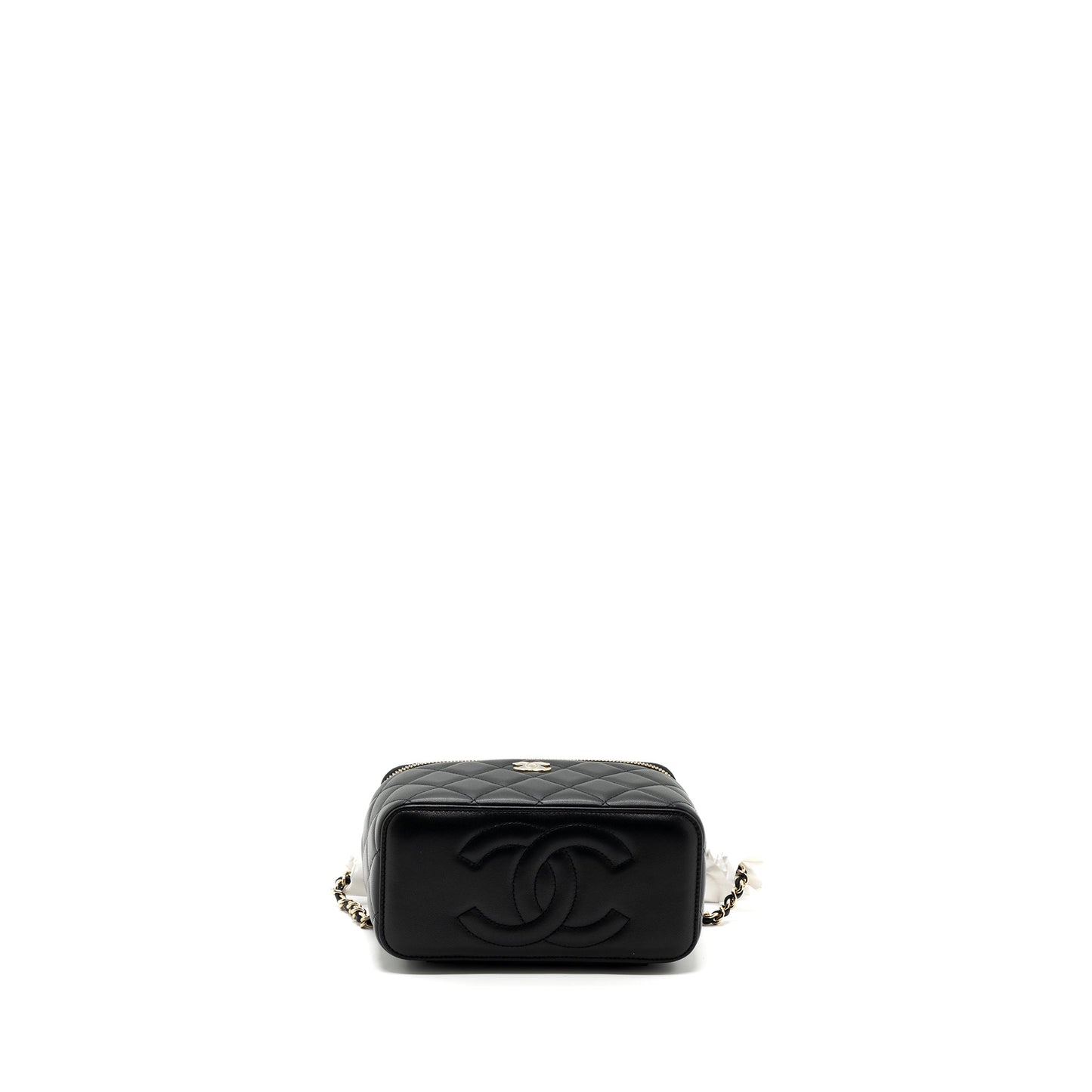 Chanel Top Handle Long Vanity With Chain Lambskin Black LGHW(Microchip)