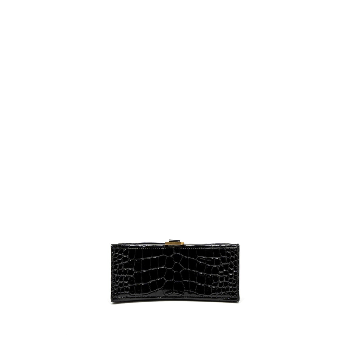 Balenciaga Small Hourglass Purse Crocodile-Embossed Calfskin Black