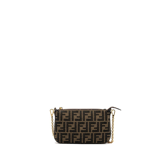 Fendi Baguette Pouch Brown Jacquard Fabric