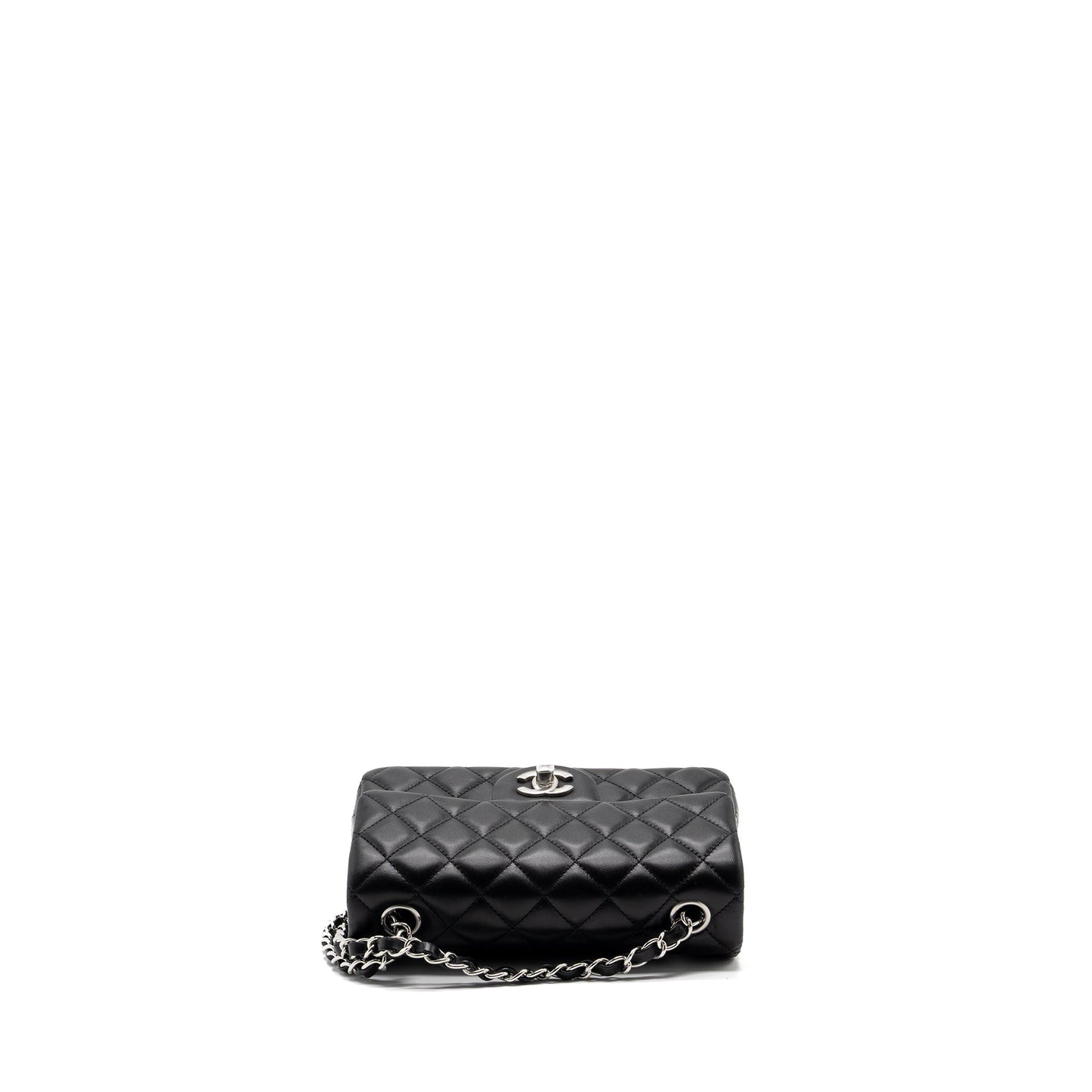 Chanel mini rectangular flap bag lambskin black SHW (microchip)