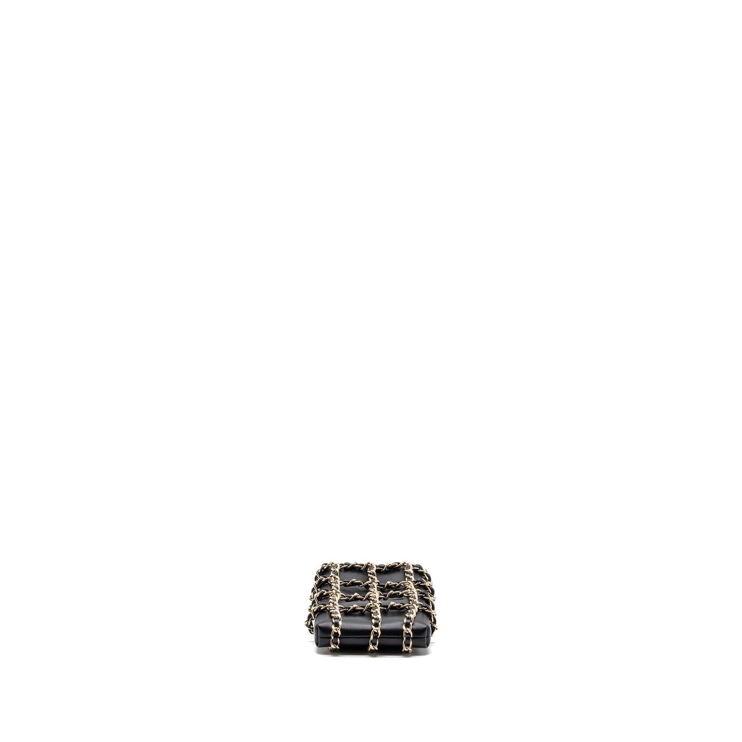 Chanel Gold Clutch O Chain Phone Holder Lambskin Black LGHW