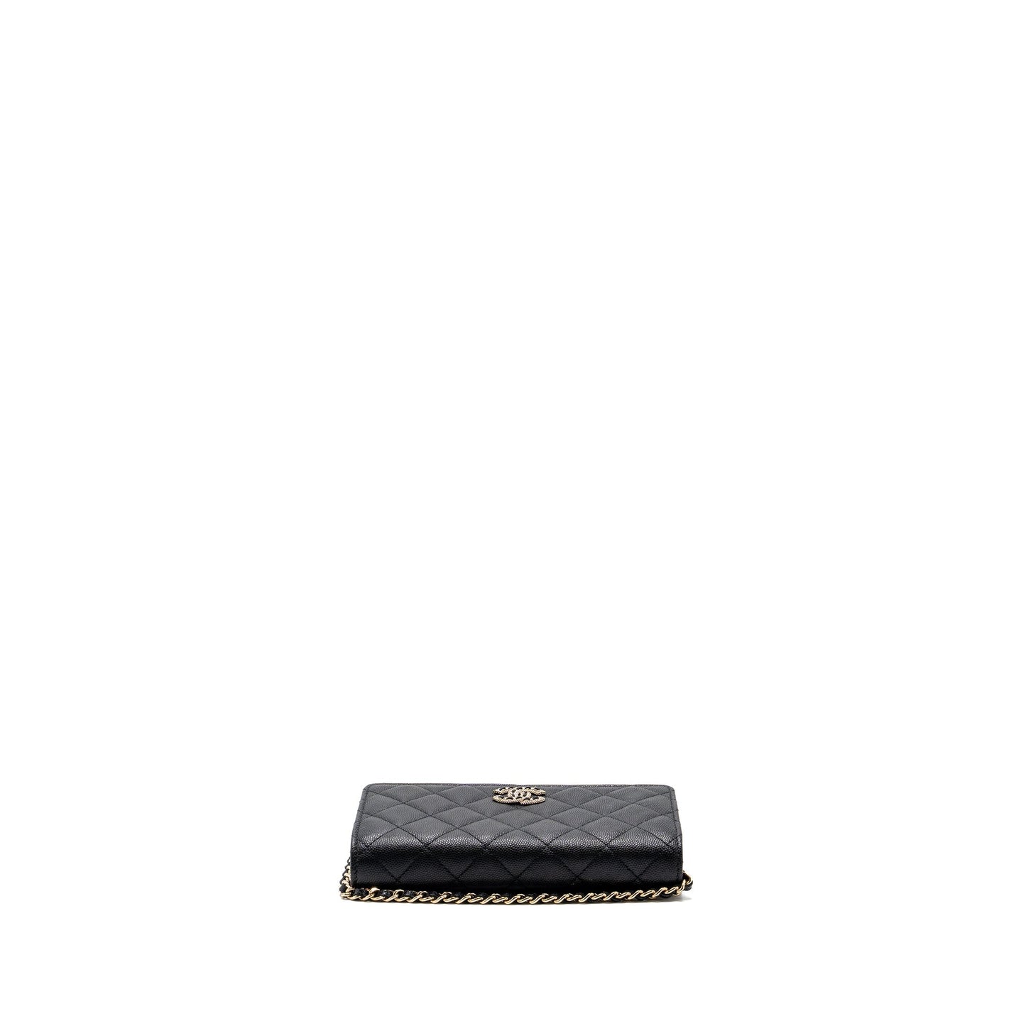 Chanel Detailed Logo Wallet On Chain Black Caviar LGHW (microchip)
