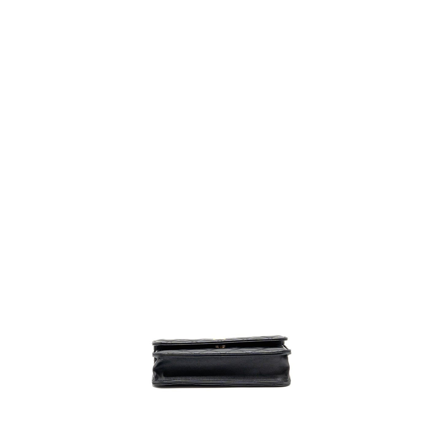 Chanel Pearl Crush Mini Wallet On Chain Lambskin Black GHW (microchip)