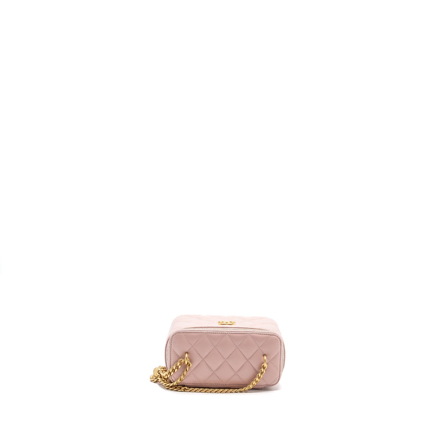 Chanel Long Vanity Case Camellia Chain Lambskin Light Pink GHW (Microchip)