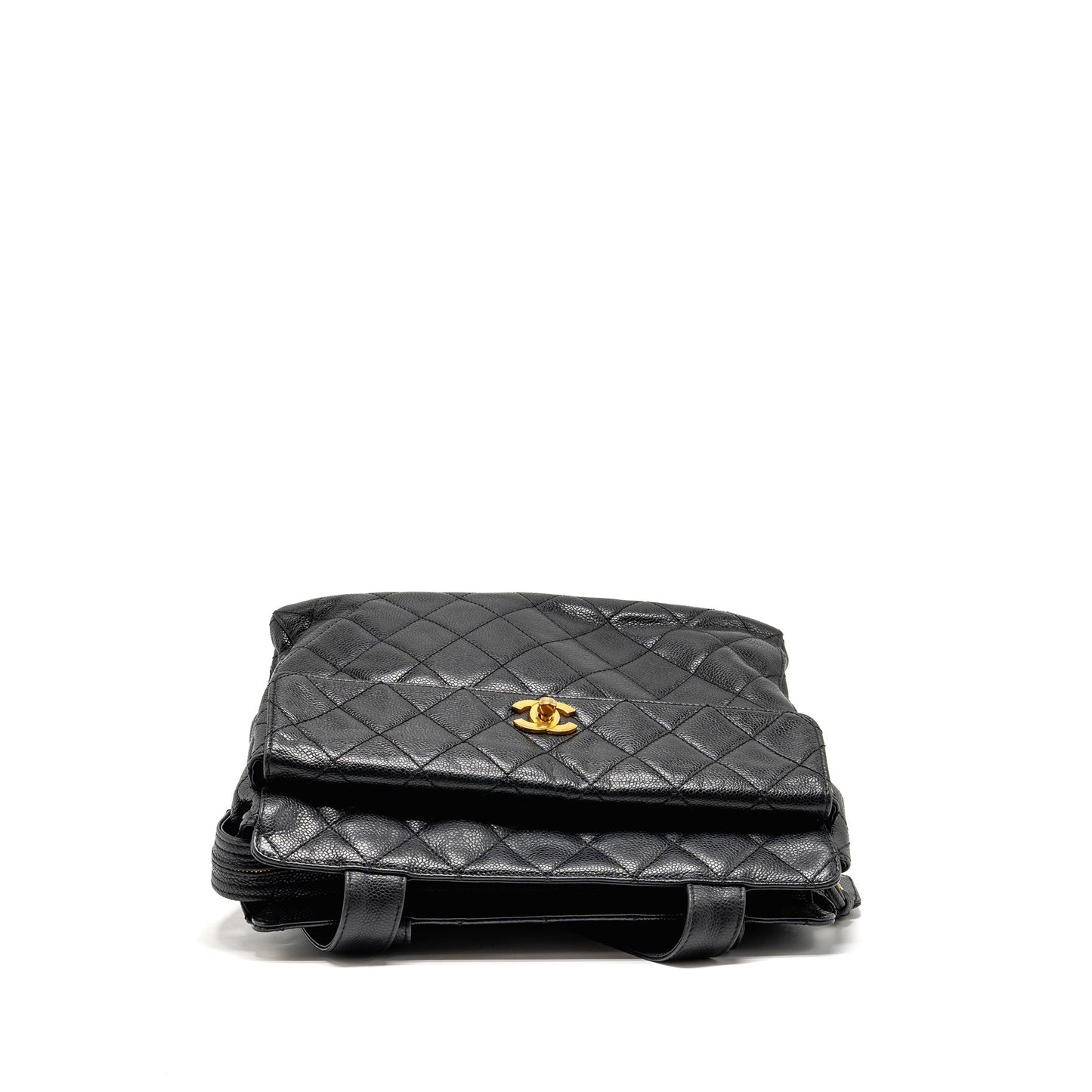 Chanel Quiltede zip shoulder bag caviar black GHW