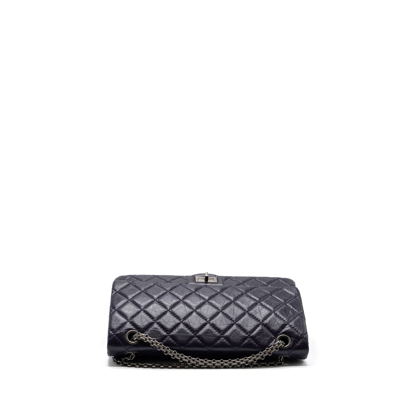 CHANEL Large 2.55 REISSUE FLAP BAG AGED CALFSKIN DARK PURPLE RUTHENIUM HARDWARE