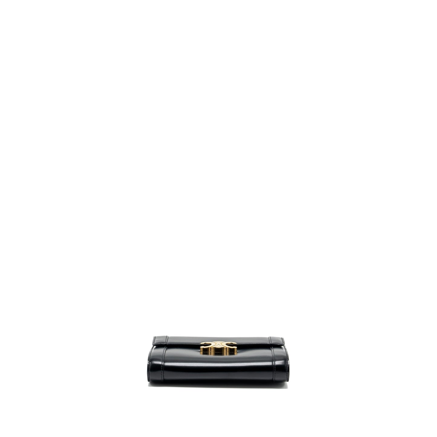 Celine triomphe flap wallet with strap calfskin black