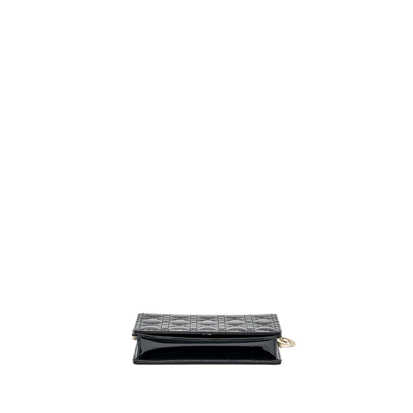 Dior Lady Dior Pouch Wallet on Chain Patent Black