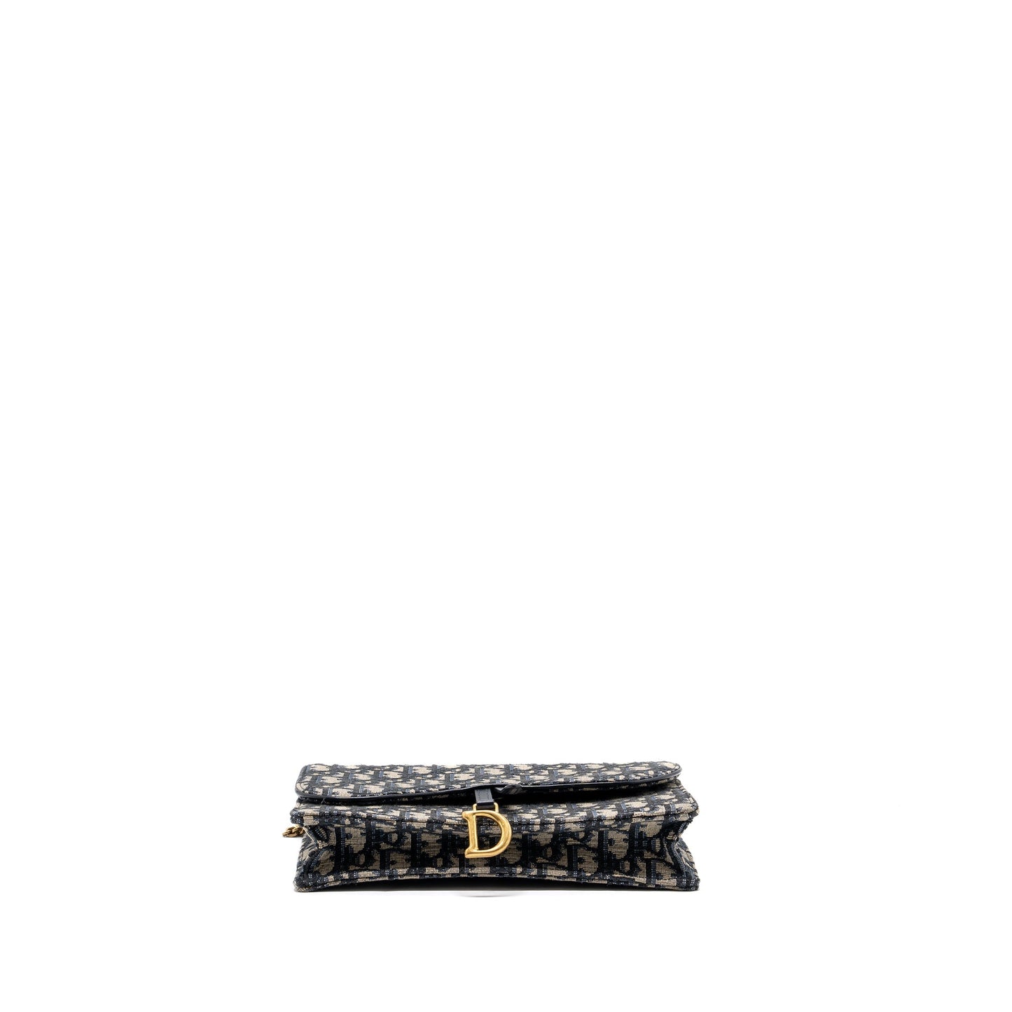 Dior Saddle Flap Purse Blue Dior Oblique Embroidery