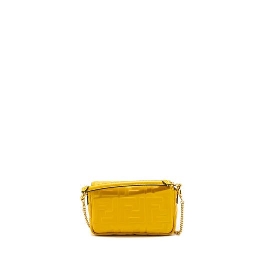 Fendi Mini Baguette Purse Nappa Lambskin Yellow