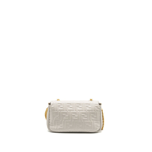Fendi Medium Baguette Purse Embossed Nappa Grey