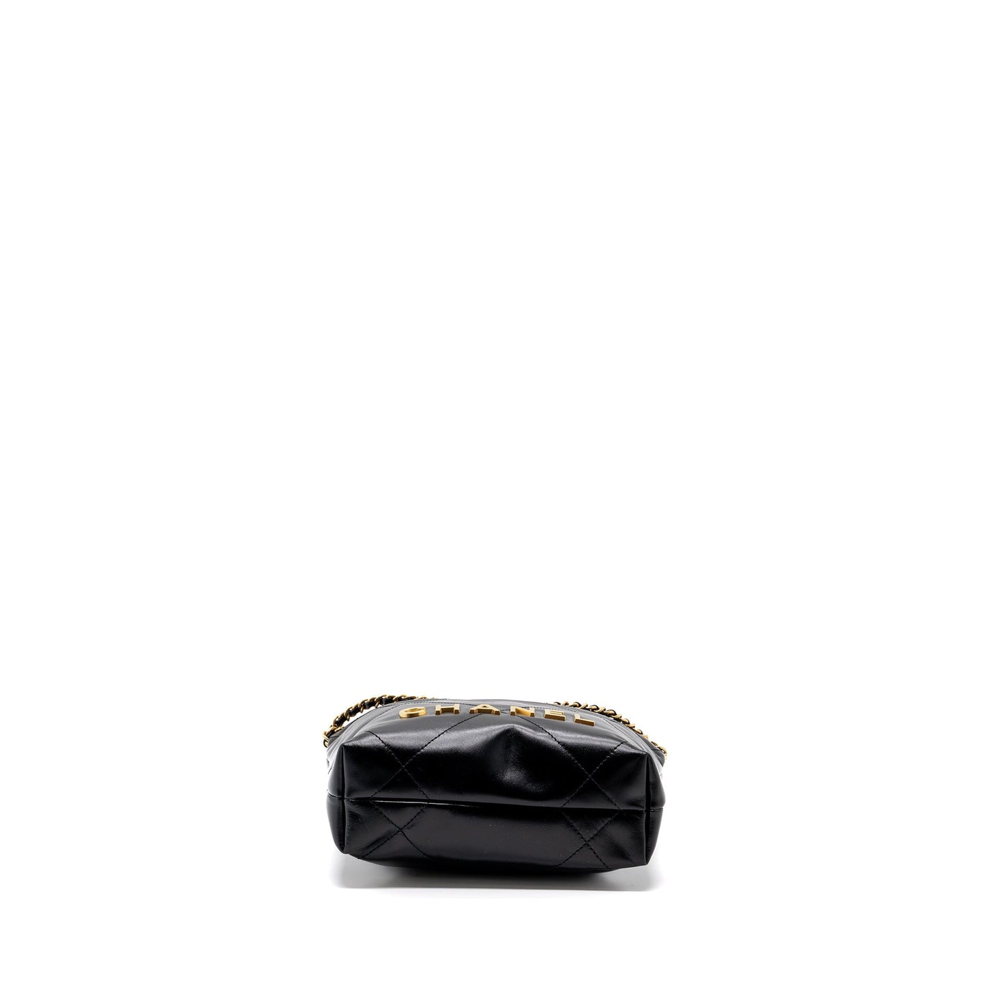 Chanel mini 22 bag shiny calfskin black GHW (microchip)