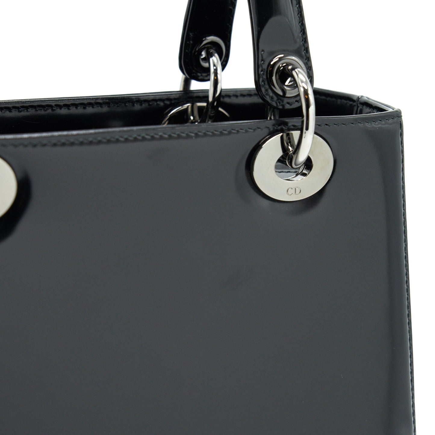 CHRISTIAN DIOR MEDIUM LADY DIOR CALFSKIN IN BLACK BHW
