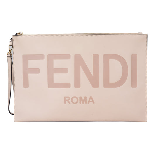 Fendi Large Flat Pouch in Pink Leather
