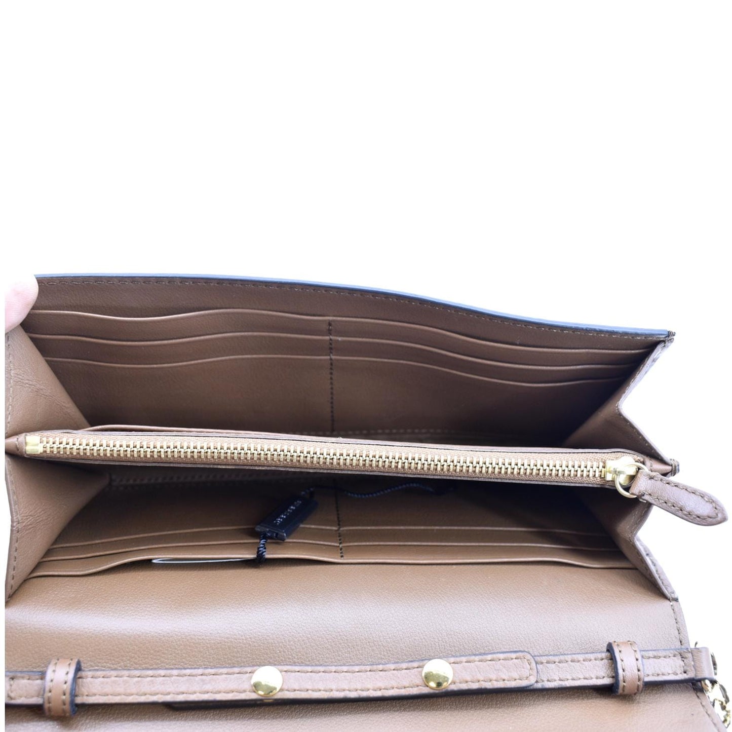 BURBERRY Henley House Check Leather Wallet On Chain Crossbody Bag Brown
