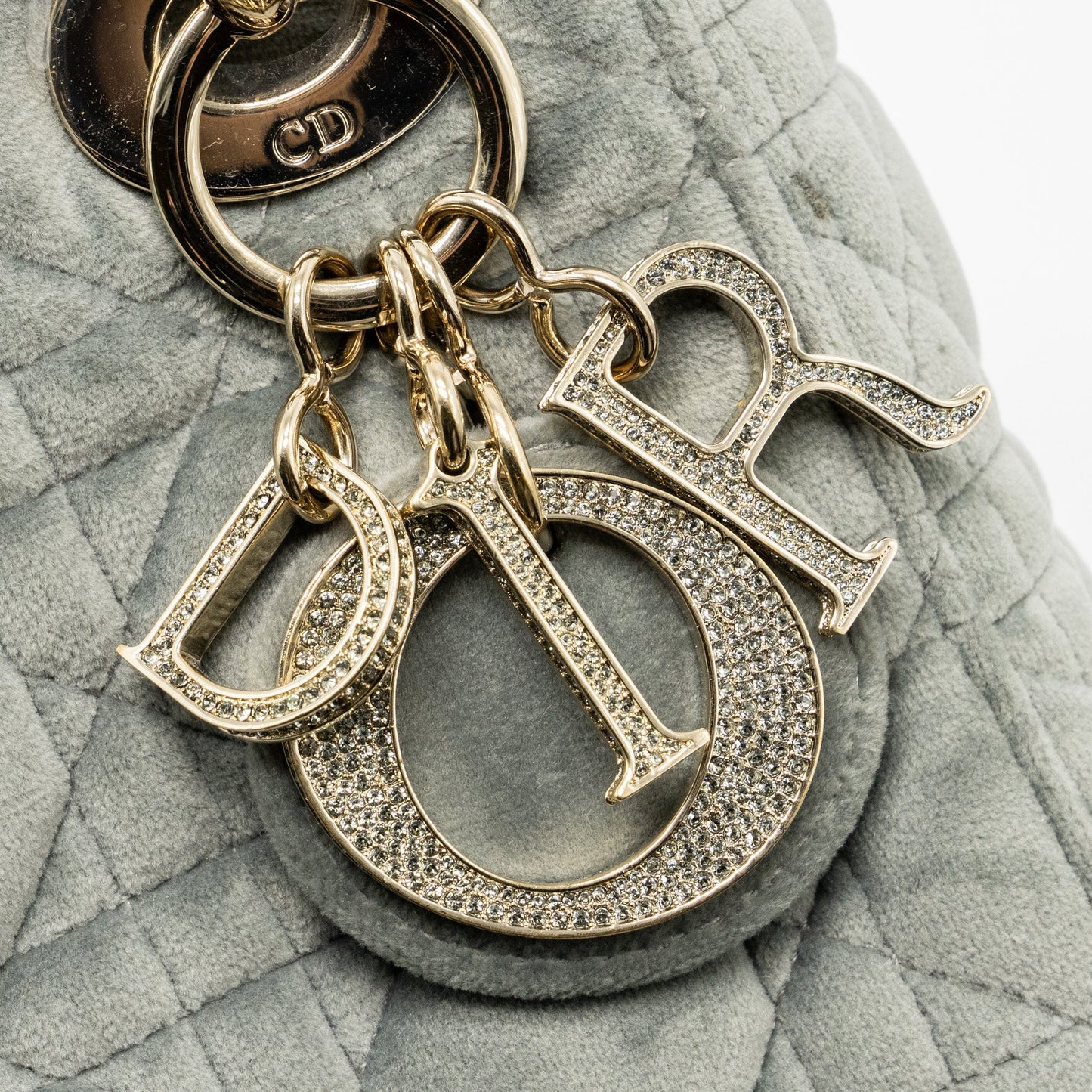 Dior Mini Lady Dior Velvet Light Grey