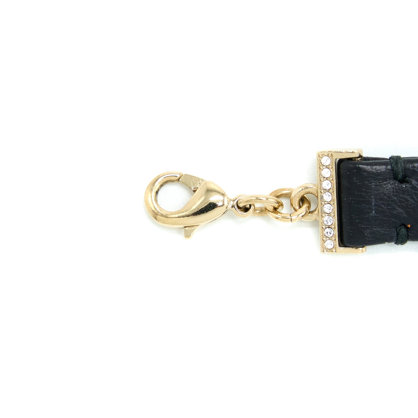 Chanel Crystal CC Logo Heart Chocker Leather/Pearl/Crystal Black Light Gold Tone