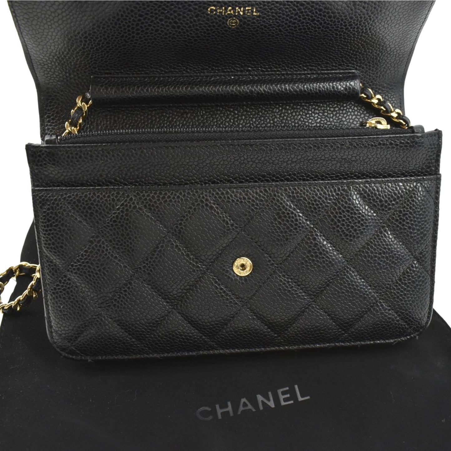 CHANEL Boy Woc Caviar Leather Wallet On Chain Clutch Bag Black
