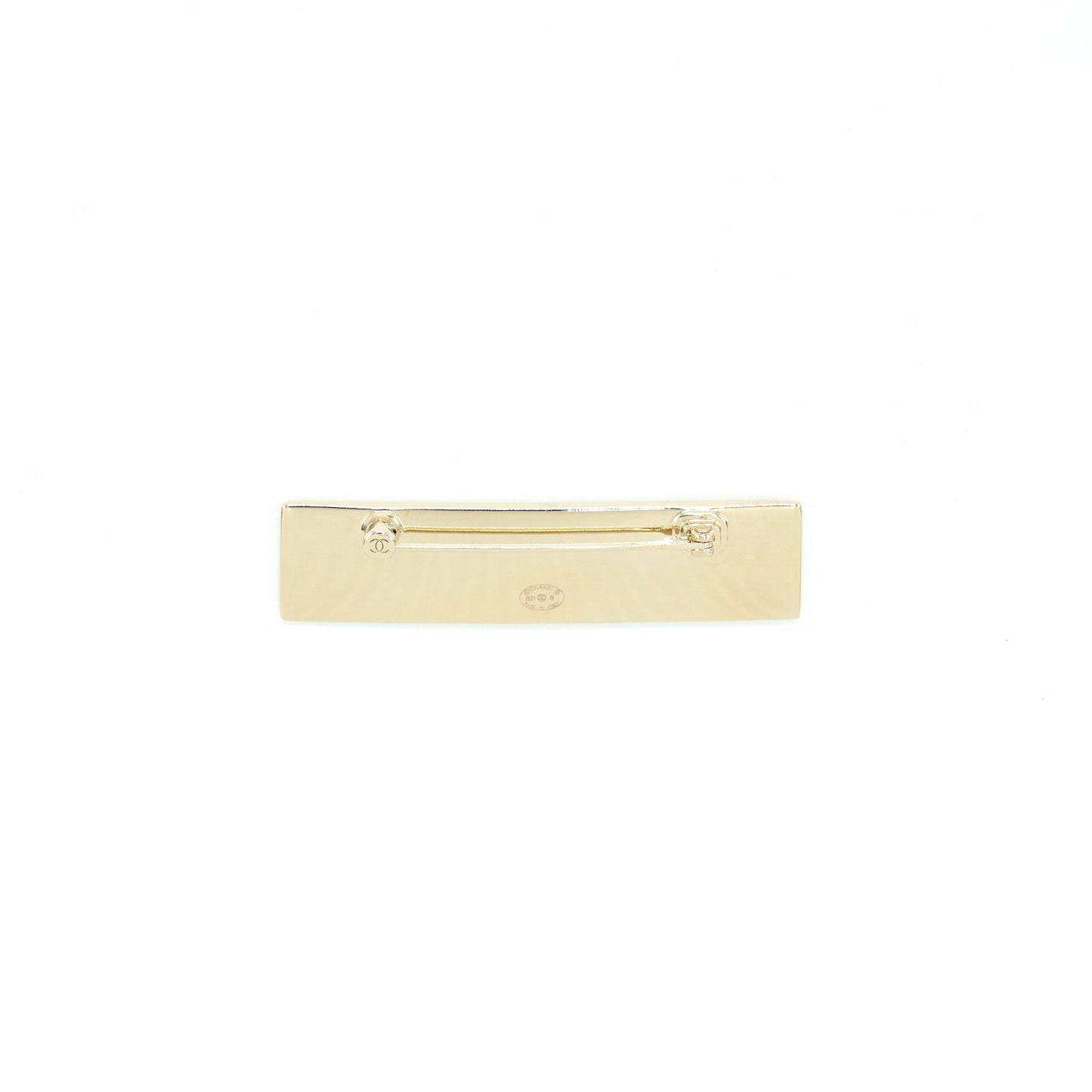 Chanel Letter Brooch White Light Gold Tone