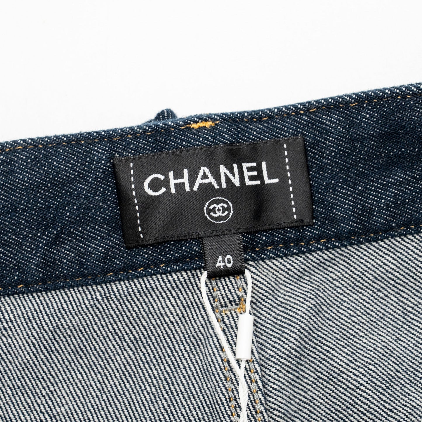 Chanel Size 40 CC Logo Washed Out Denim Jeans Cotton Dark Blue