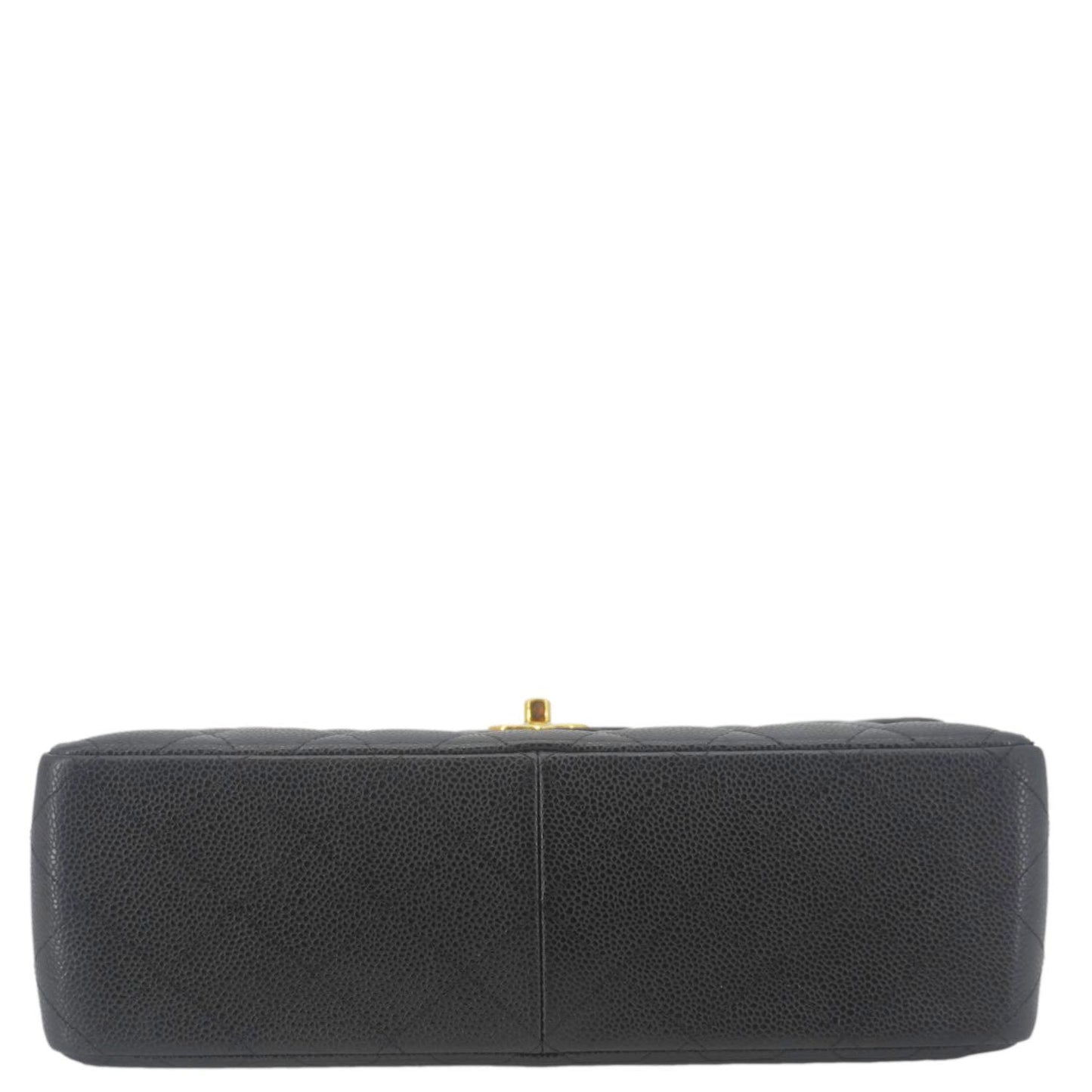 CHANEL Classic Jumbo Double Flap Quilted Caviar Leather Shoulder Bag Black