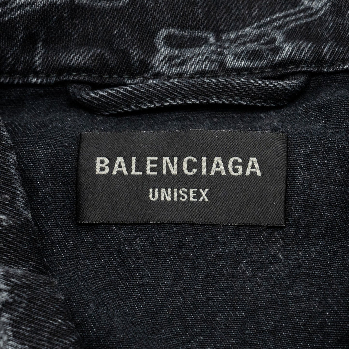 Balenciaga size oversized logo-print denim jacket black