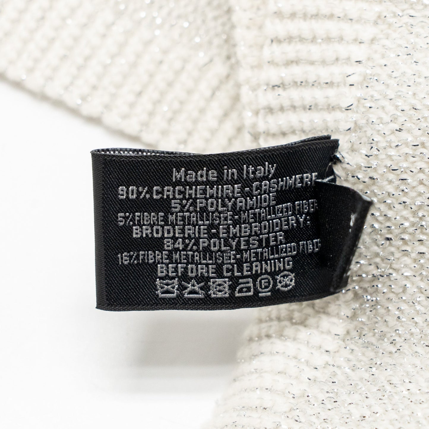 Chanel Letter Muffler/Scarf Cashmere/Polyamide silver/white
