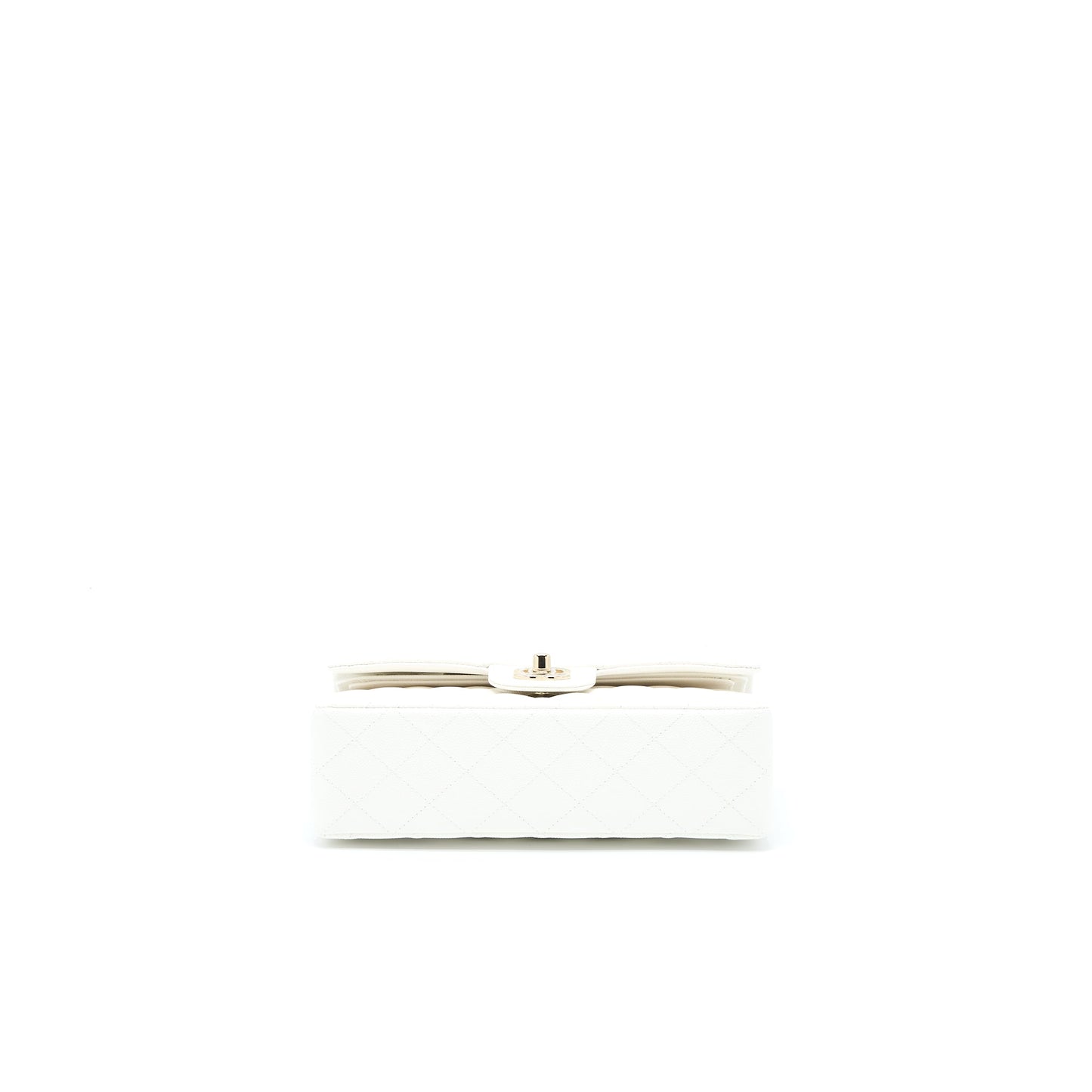 Chanel Small Classic Flap Bag Caviar White LGHW (Microchip)