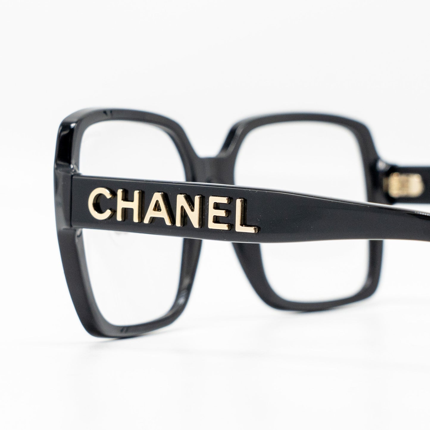 Chanel Letter Logo Square Glasses Black LGHW