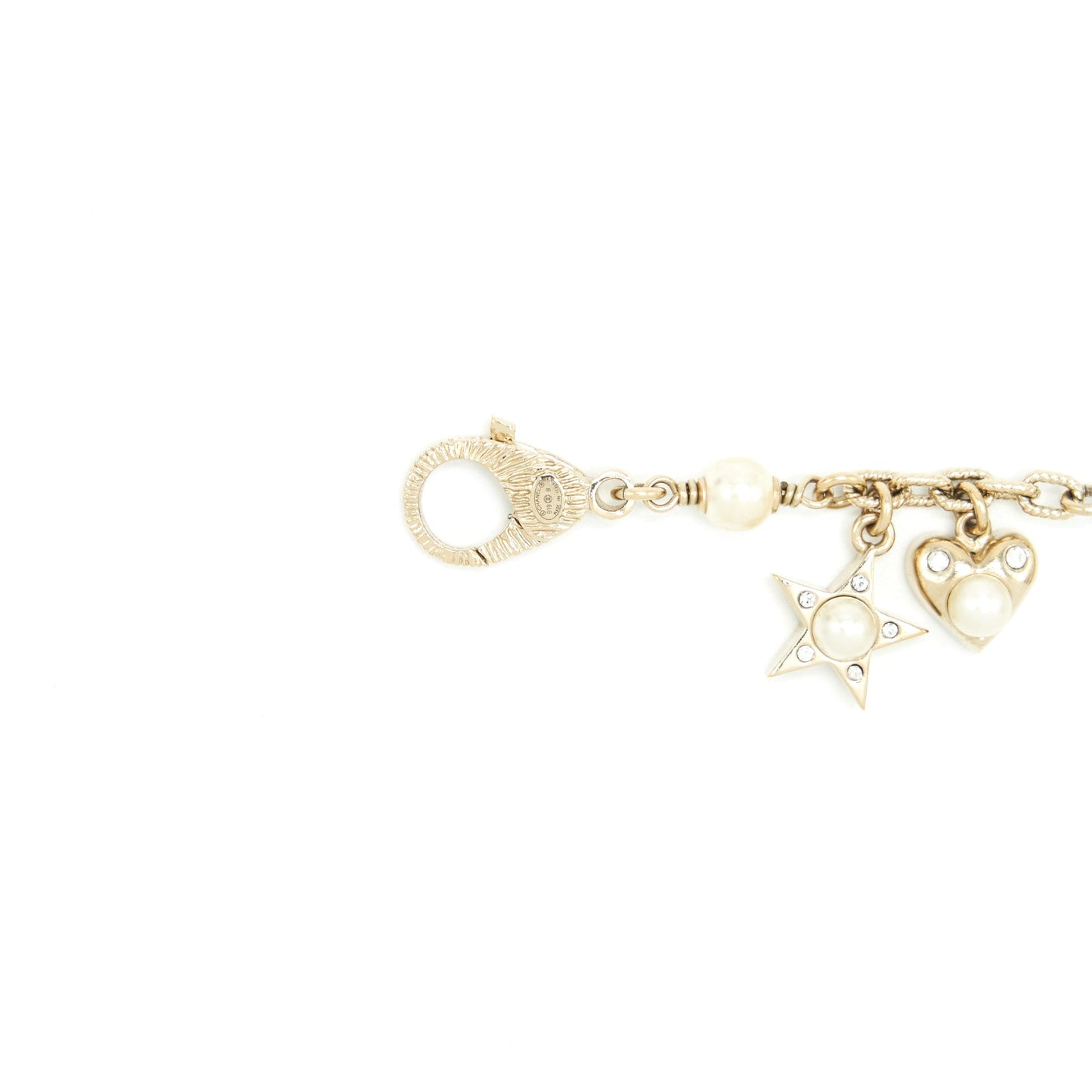 Chanel Heart/Pearl/Crystal Drop Bracelet LGHW