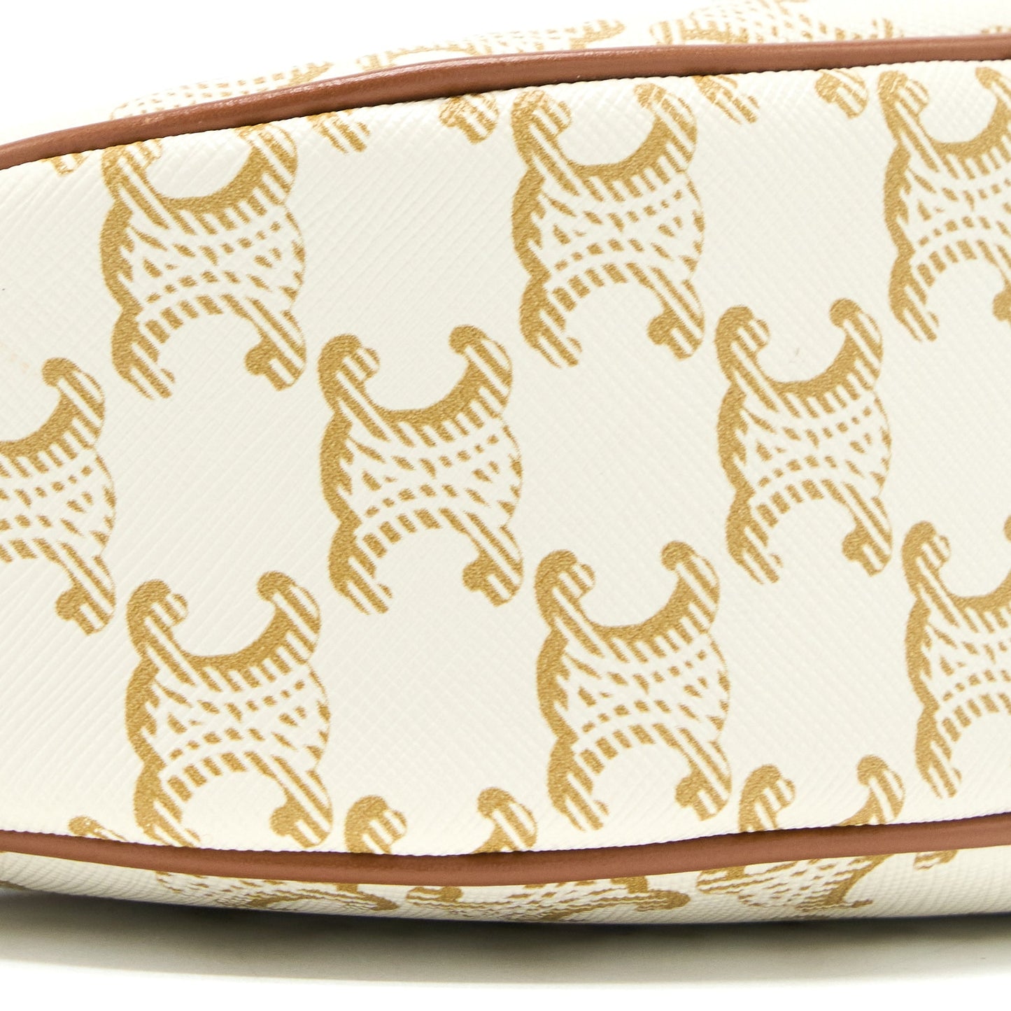 Celine Ava Purse In Triomphe Canvas And Calfskin White